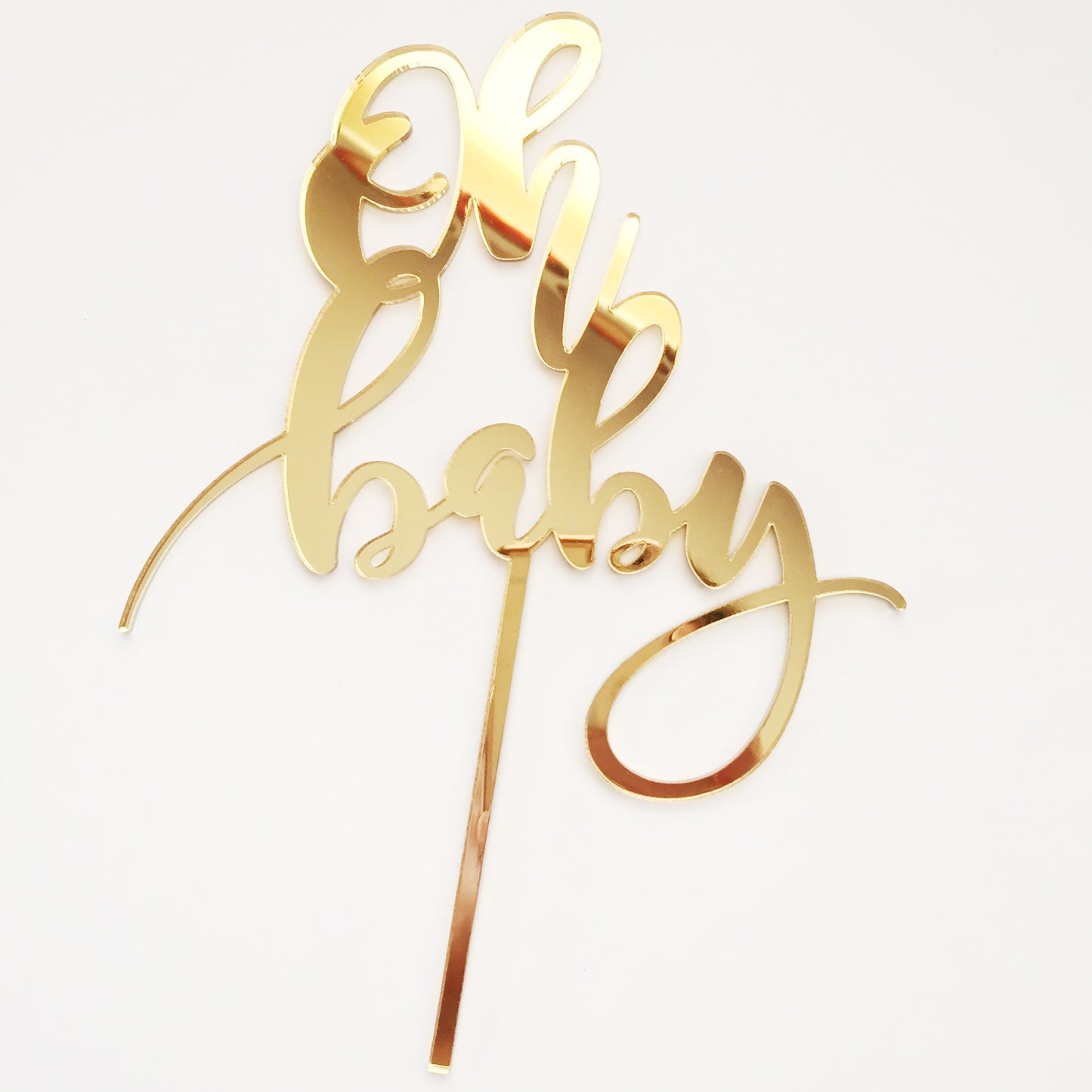 Cake Topper Gold Mirror Acrylic | Oh Baby - Black Bow Studio