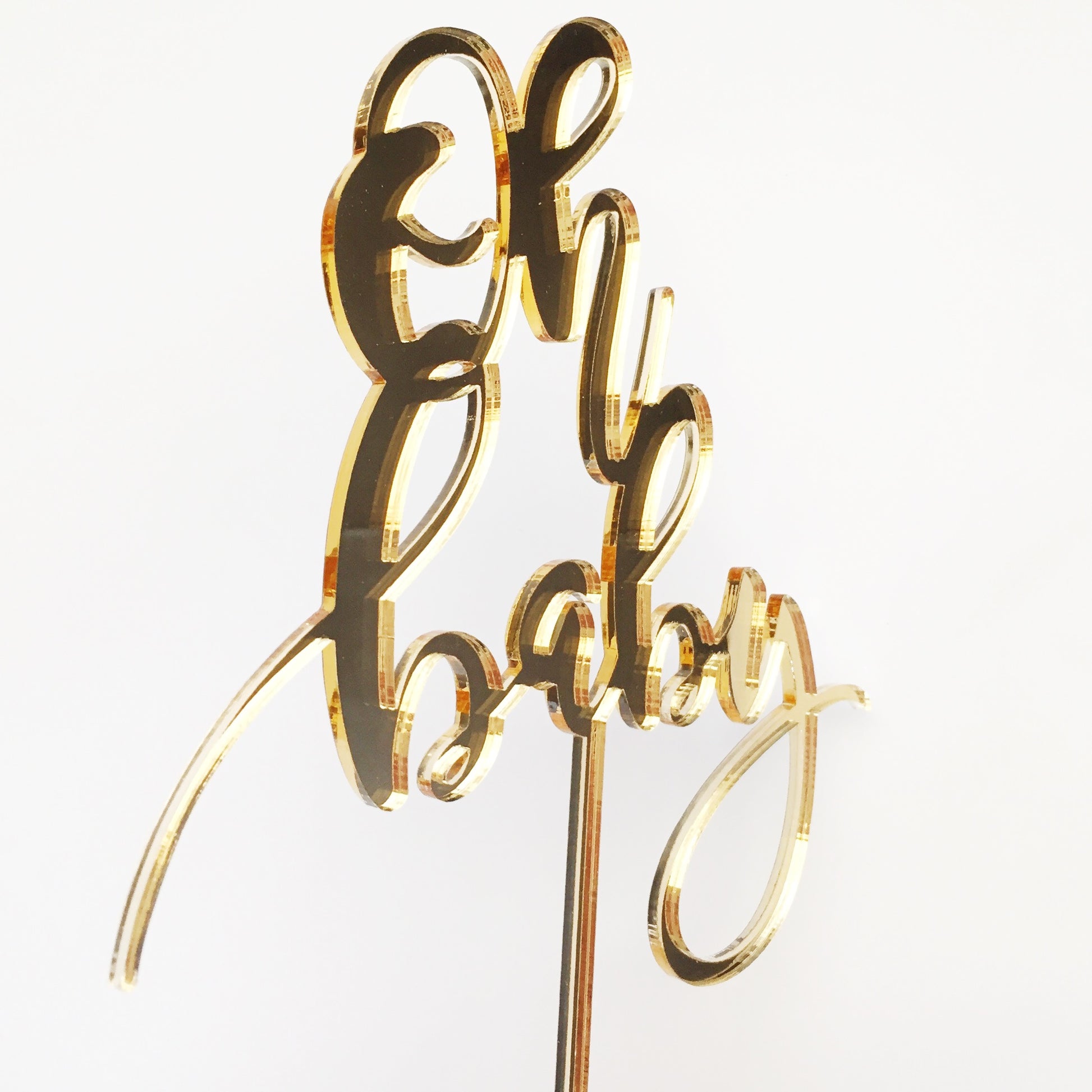 Cake Topper Gold Mirror Acrylic | Oh Baby - Black Bow Studio