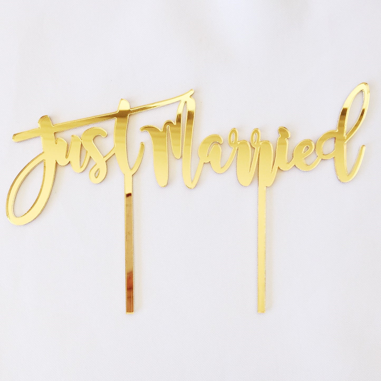 Cake Topper Gold Mirror Acrylic | Just Married - Black Bow Studio