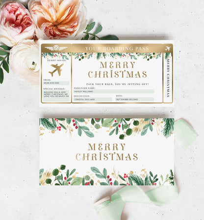 Merriment Christmas | Printable Merry Christmas Boarding Pass - Black Bow Studio