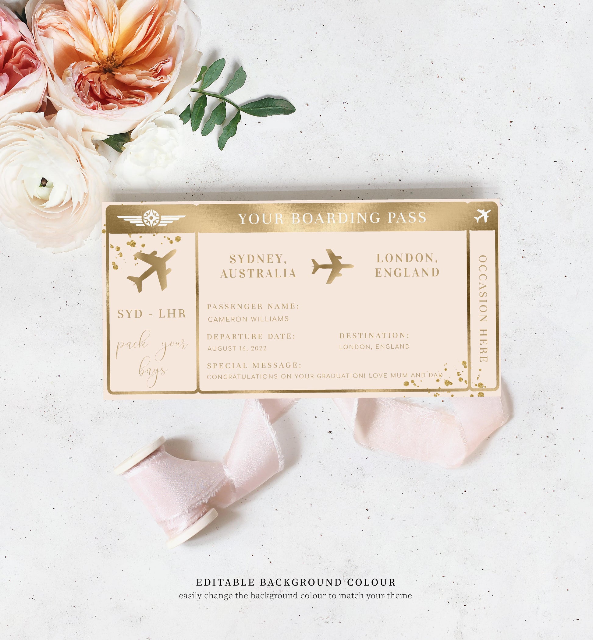 Paintly Blue | Printable Boarding Pass - Black Bow Studio