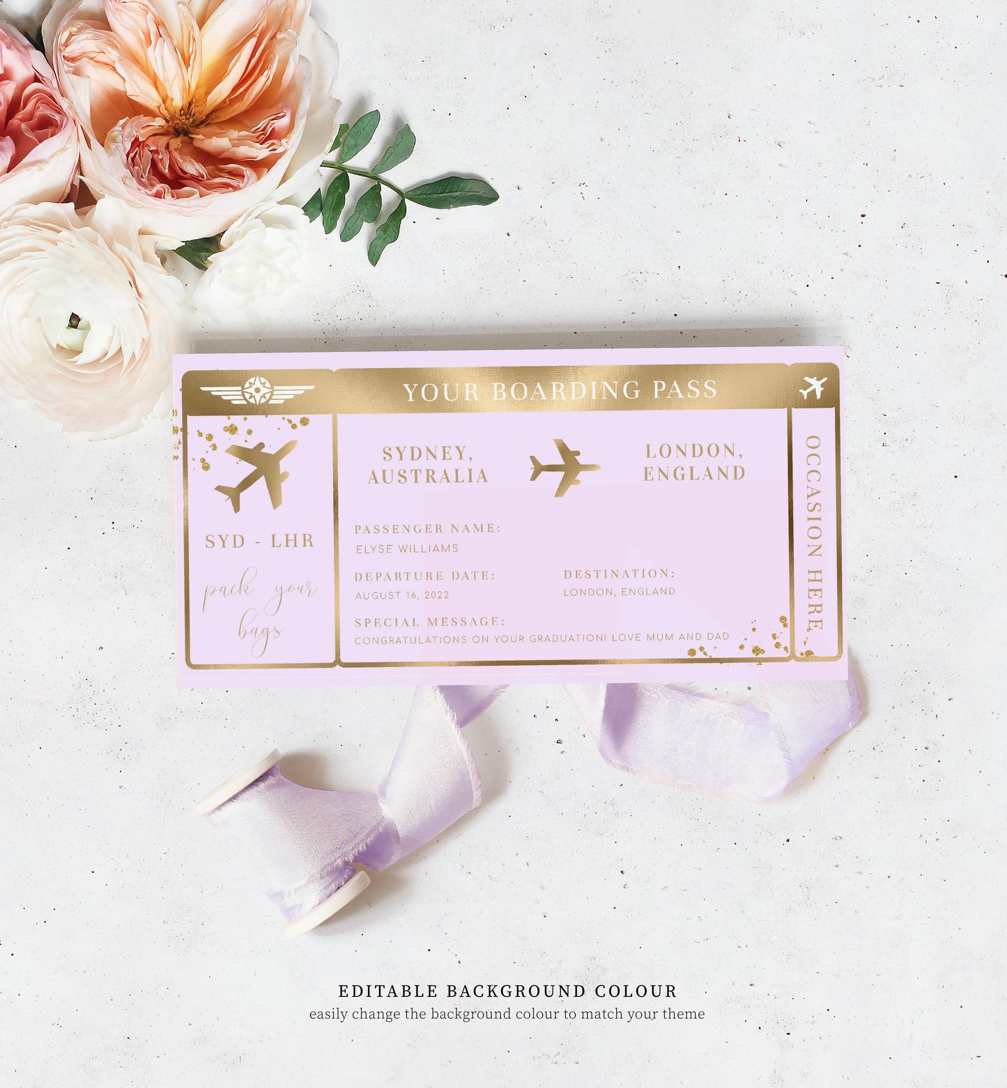 Paintly Pink | Printable Boarding Pass - Black Bow Studio