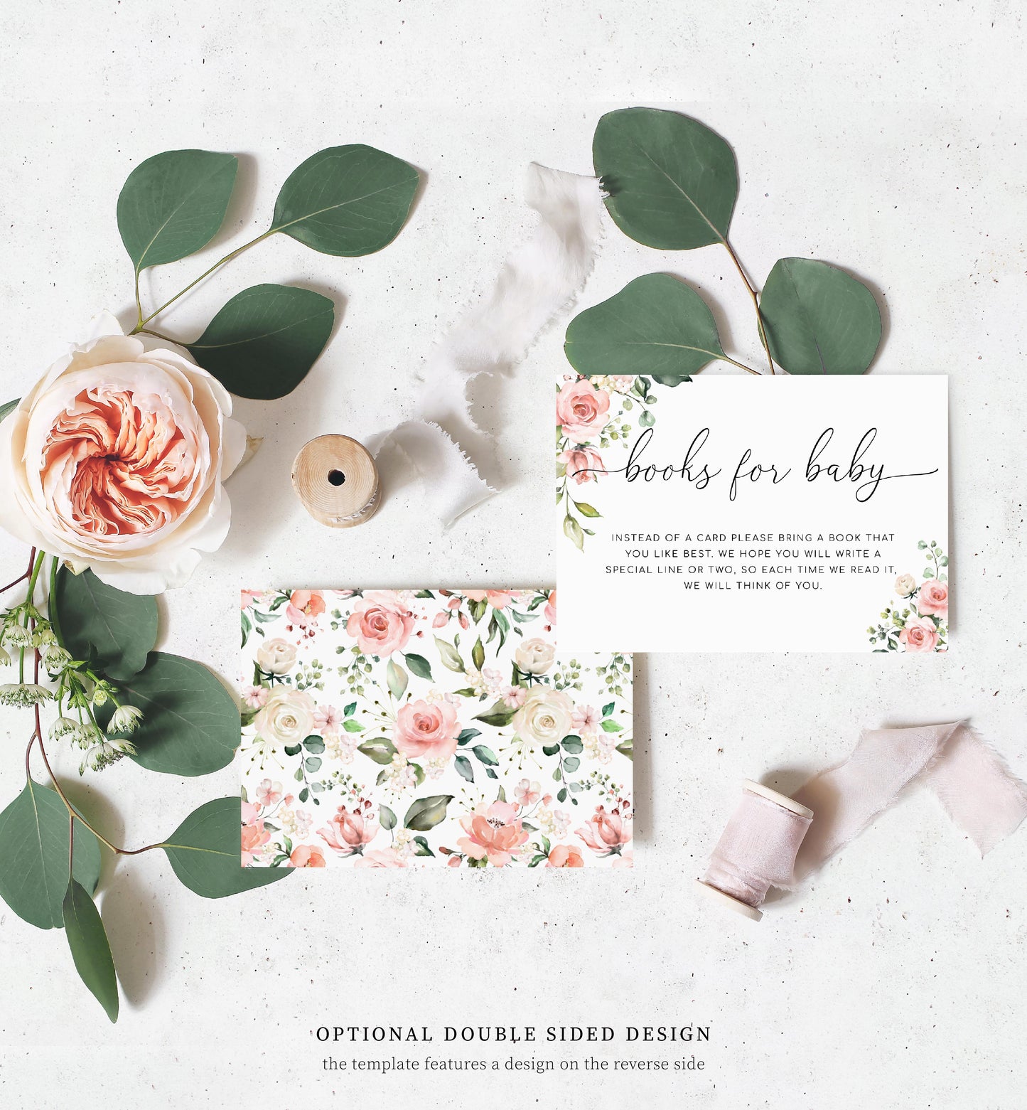 Darcy Floral Pink | Printable Baby Shower Invitation Suite Template - Black Bow Studio