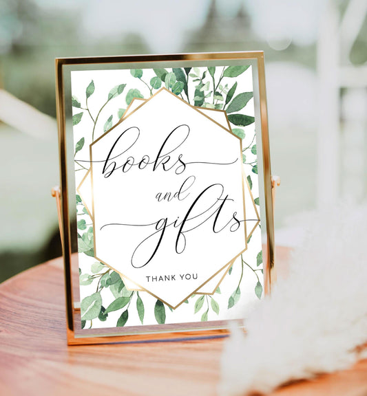 Everly Greenery | Printable Books & Gifts Sign Template