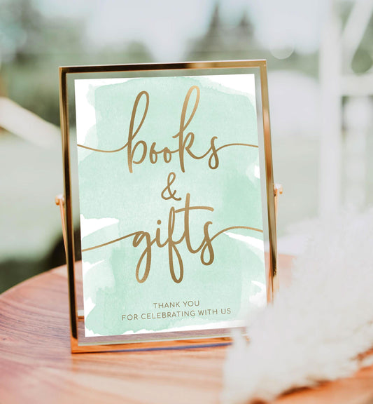 Watercolour Green | Printable Books & Gifts Sign