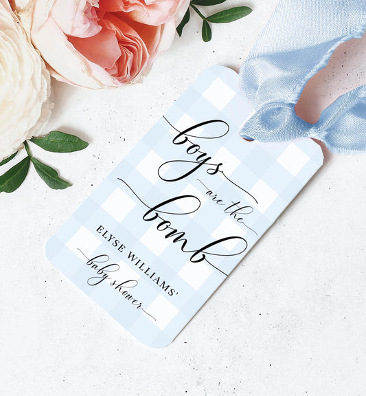 Gingham Blue | Printable Bath Bomb Favour Tags
