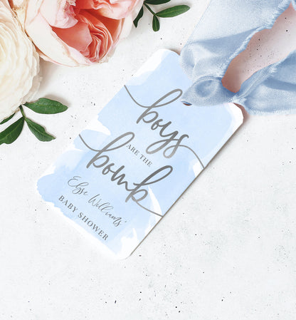 Watercolour Blue Silver | Printable Bath Bomb Favour Tags