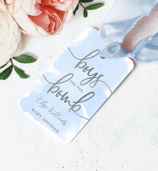 Watercolour Blue Silver | Printable Bath Bomb Favour Tags