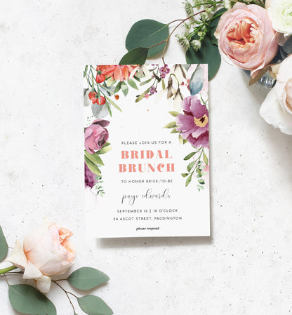 Rosings Floral | Printable Bridal Shower Invitation Suite - Black Bow Studio