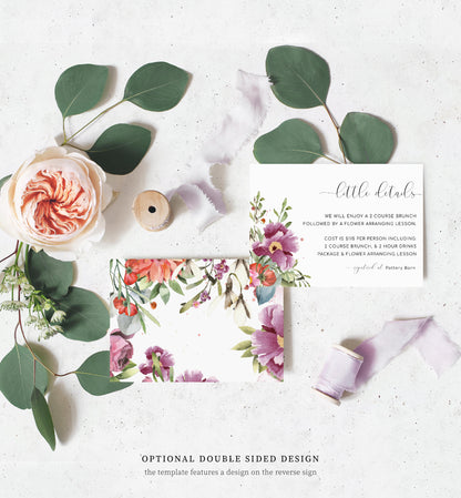 Rosings Floral | Printable Bridal Shower Invitation Suite - Black Bow Studio