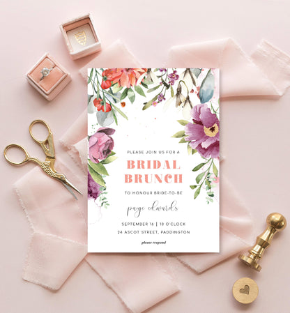 Rosings Floral | Printable Bridal Shower Invitation Suite - Black Bow Studio