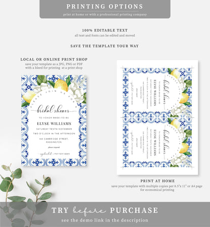 The Med Arch Lemons | Printable Bridal Shower Invitation Suite