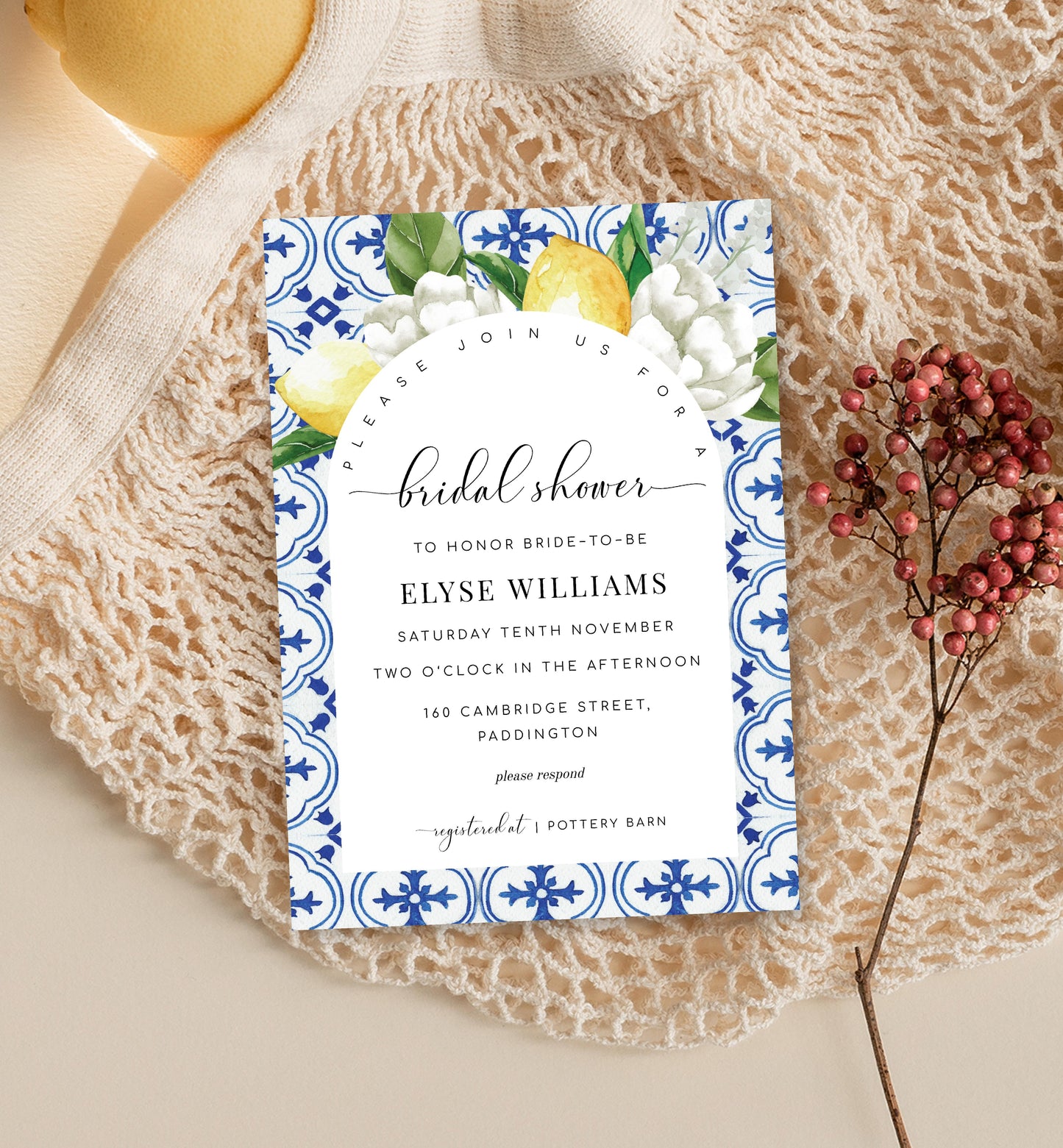 The Med Arch Lemons | Printable Bridal Shower Invitation Suite