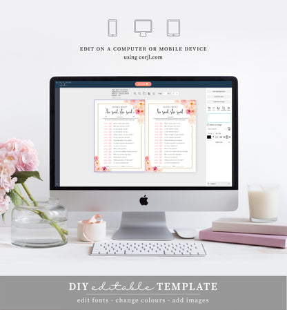 Abbieville Floral White | Printable Bridal Shower Games Bundle Template - Black Bow Studio