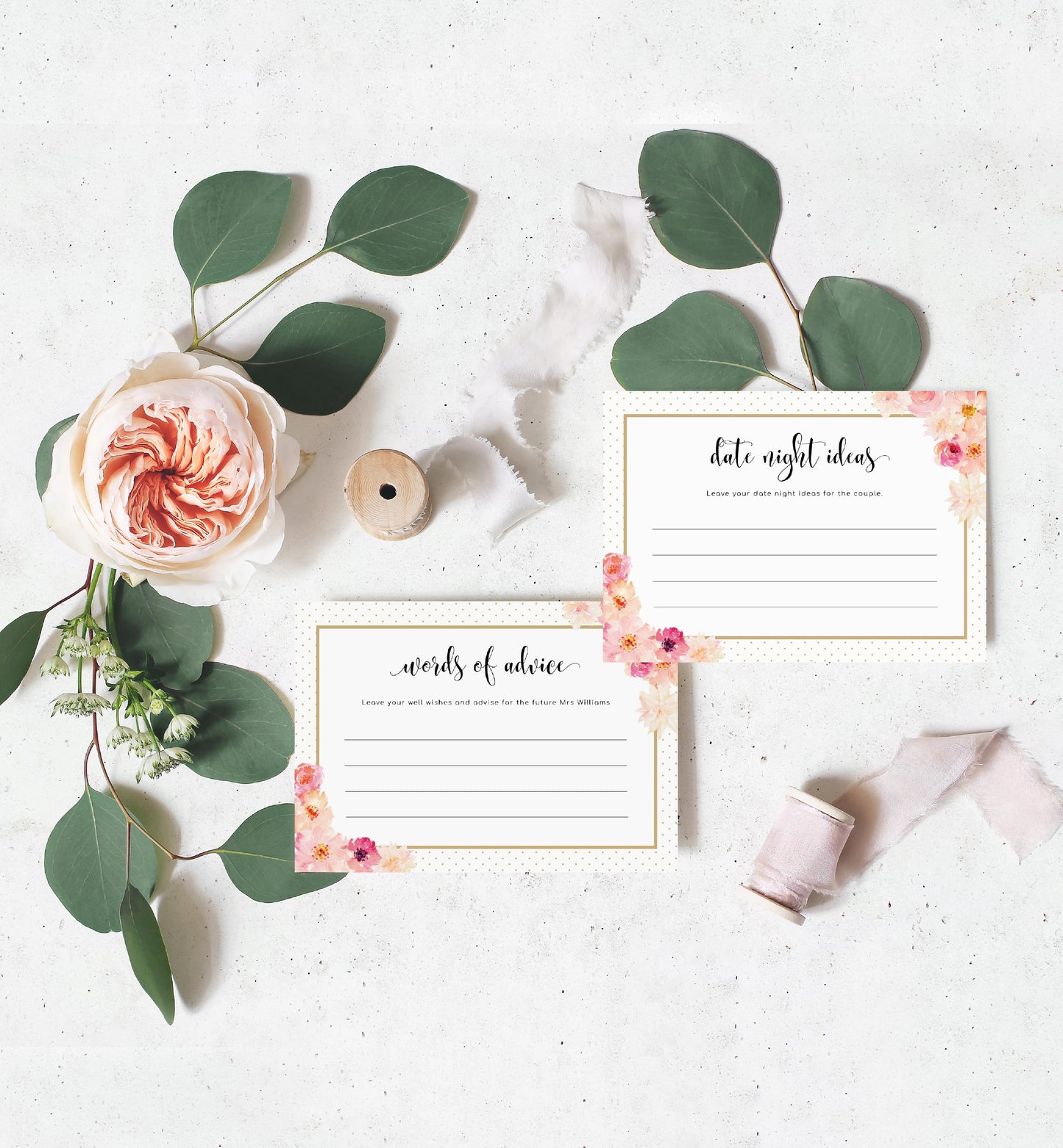 Abbieville Floral White | Printable Bridal Shower Games Bundle Template - Black Bow Studio