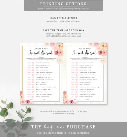 Abbieville Floral White | Printable Bridal Shower Games Bundle Template - Black Bow Studio
