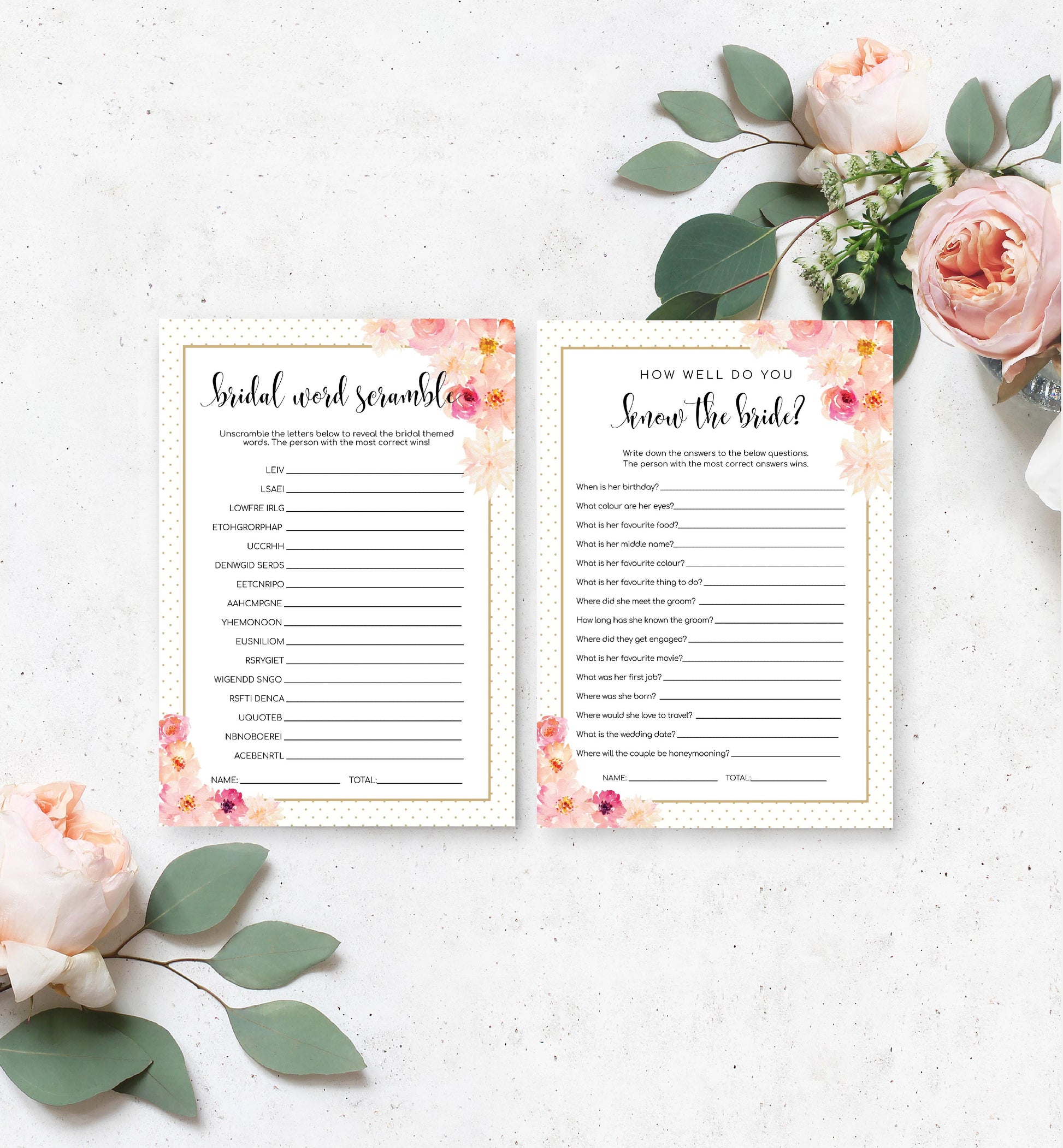 abbieville-floral-white-printable-bridal-shower-games-bundle-templat-black-bow-studio for Free Printable Bridal Shower Games Word Scramble Abbieville Floral White | Printable Bridal Shower Games Bundle Templat – Black Bow Studio for Free Printable Bridal Shower Games Word Scramble