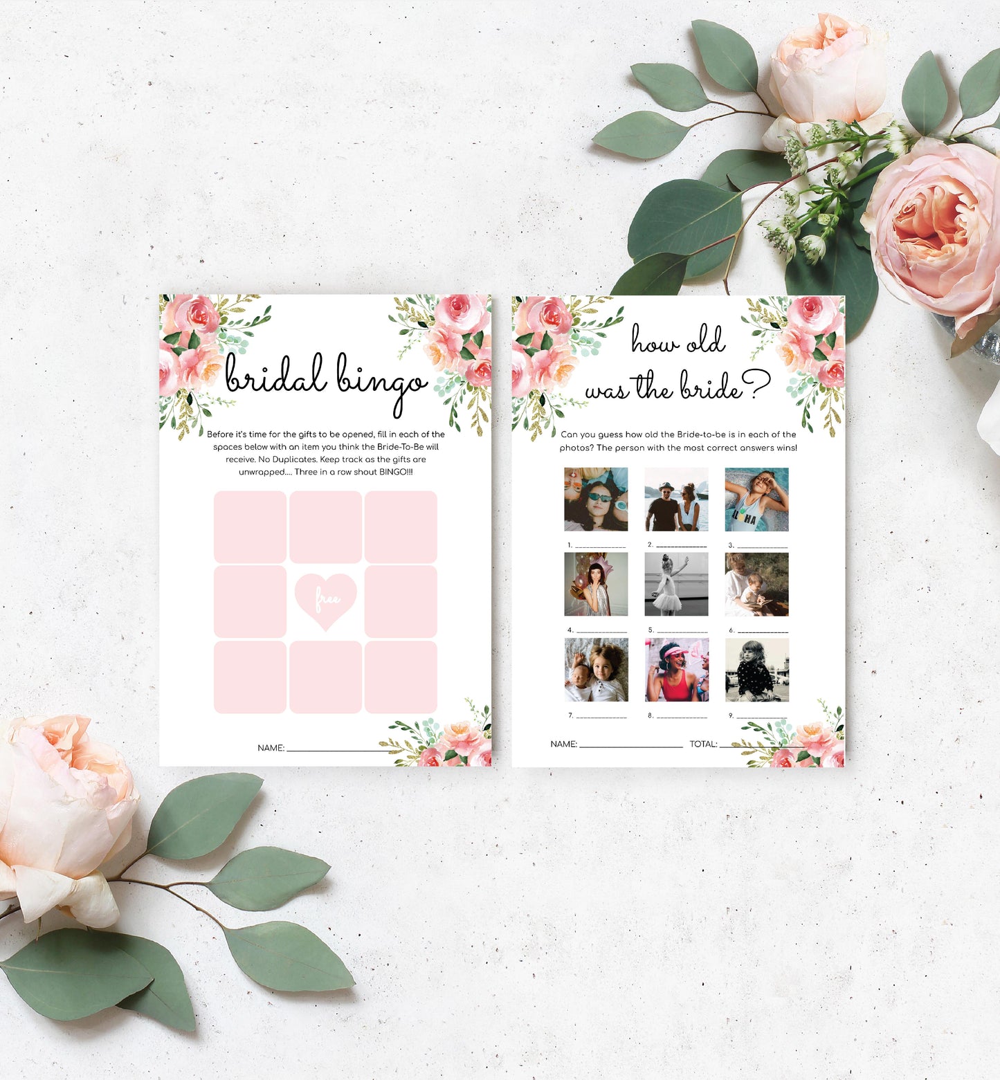 Ashton Floral White | Printable Bridal Shower Games Bundle Template