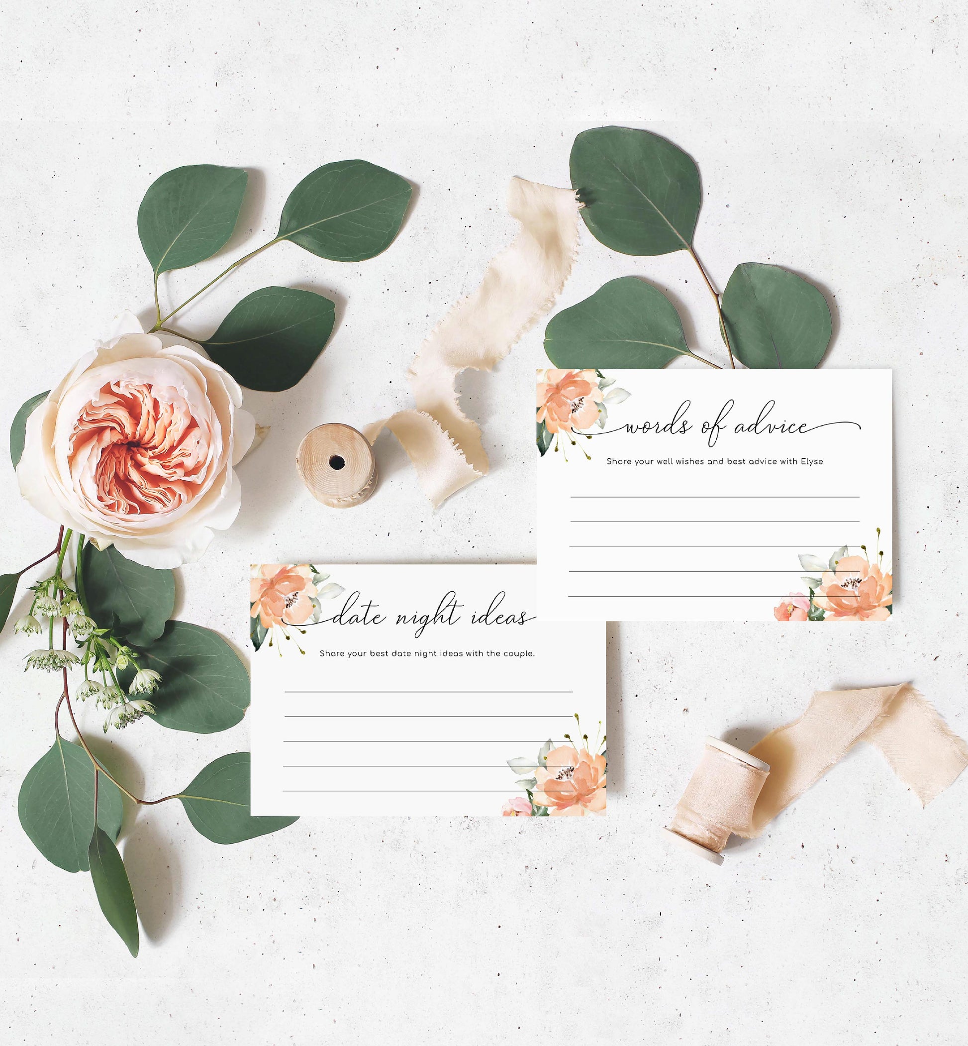 Darcy Floral Peach | Printable Bridal Shower Games Bundle Template - Black Bow Studio