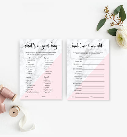 Marble Pink | Printable Bridal Shower Games Bundle - Black Bow Studio