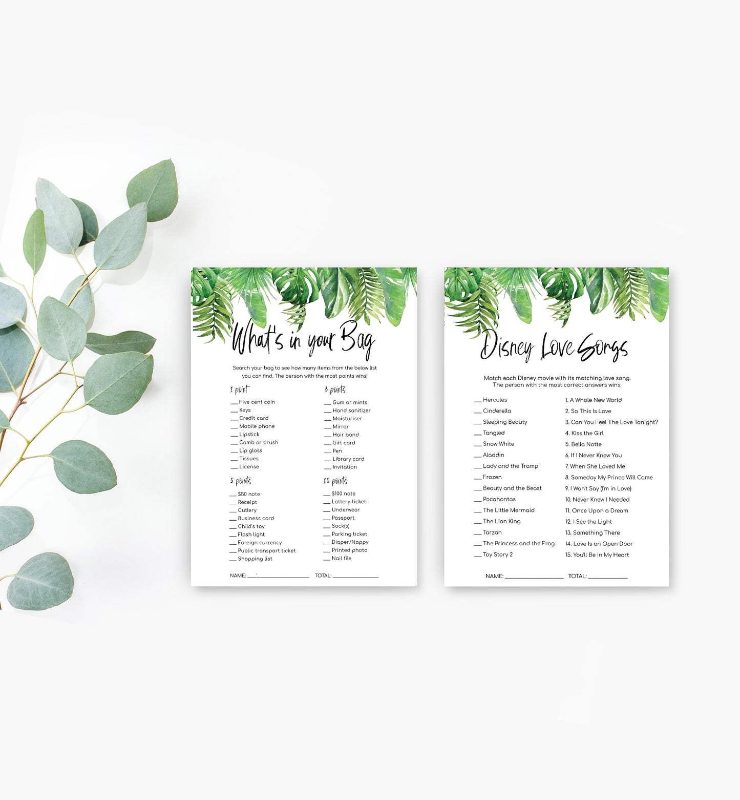 Nantucket Palm | Printable Bridal Shower Games Bundle - Black Bow Studio