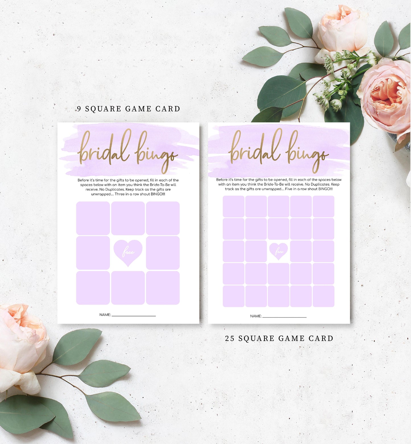 Watercolour Purple | Printable Bridal Shower Games Bundle