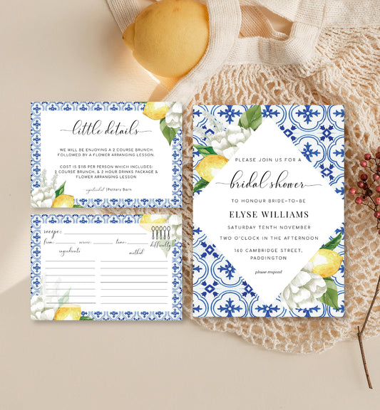 The Med Lemons | Printable Bridal Shower Invitation Suite - Black Bow Studio