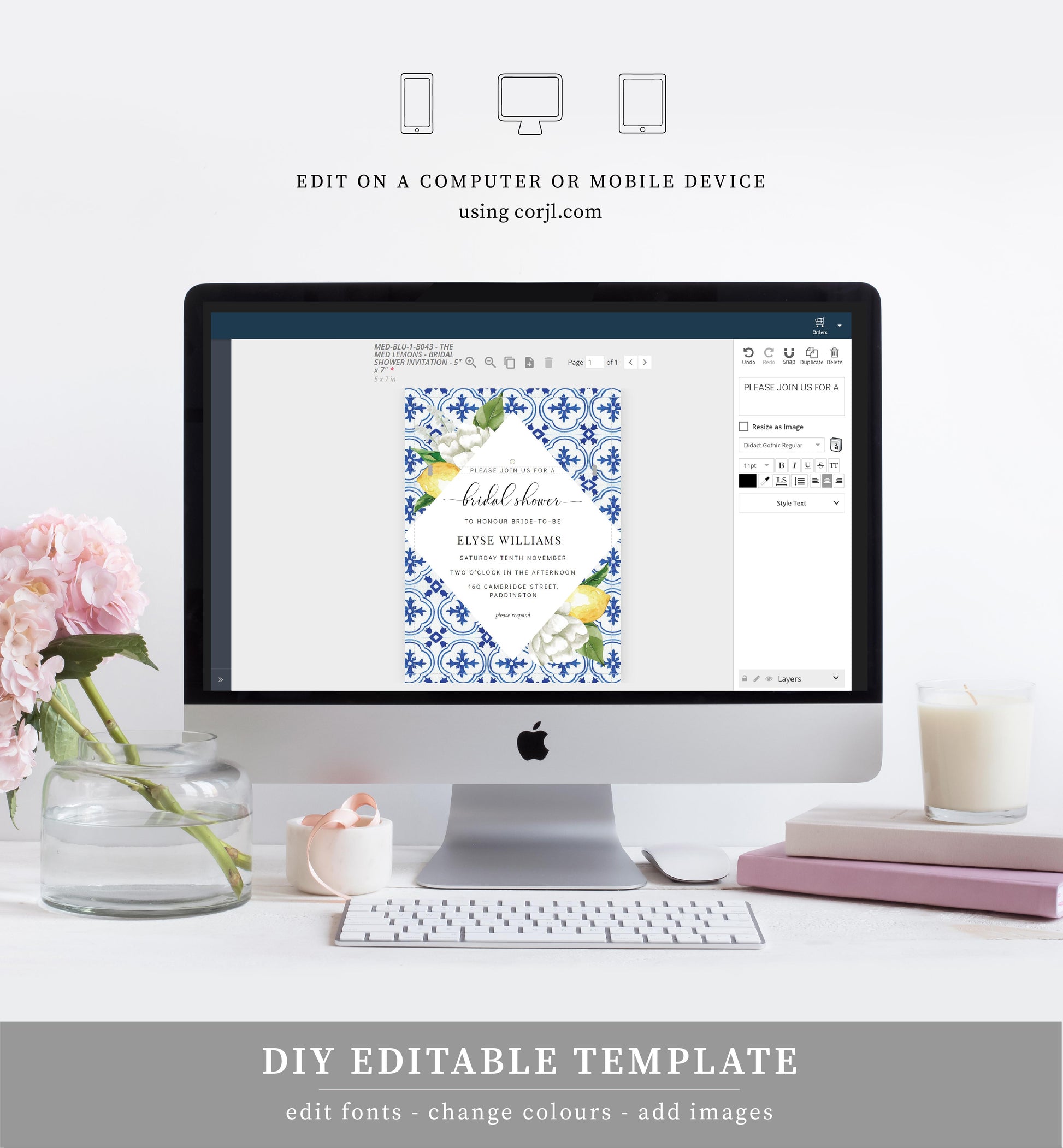 The Med Lemons | Printable Bridal Shower Invitation Suite - Black Bow Studio