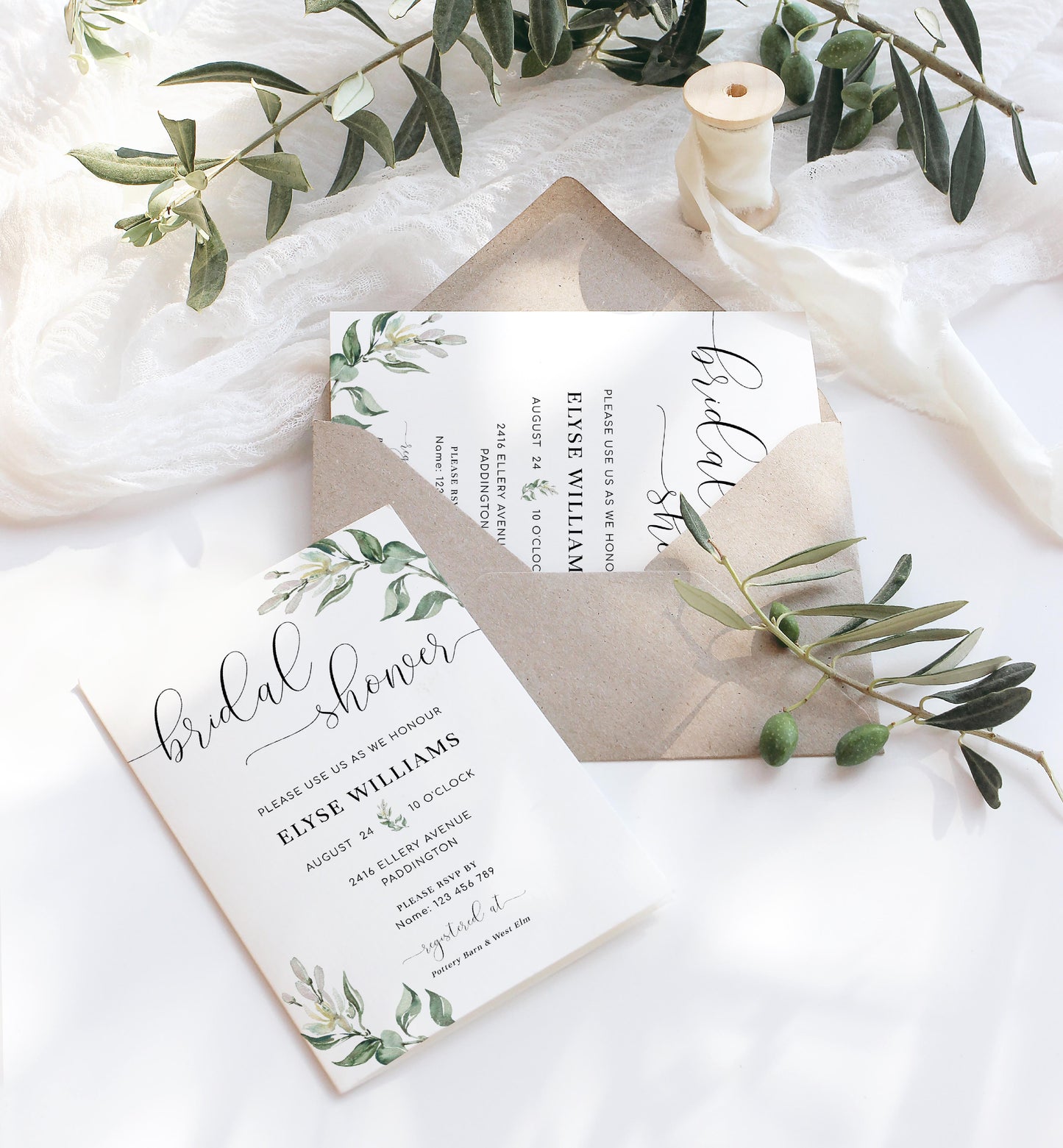 Muted Greenery | Printable Bridal Shower Invitation