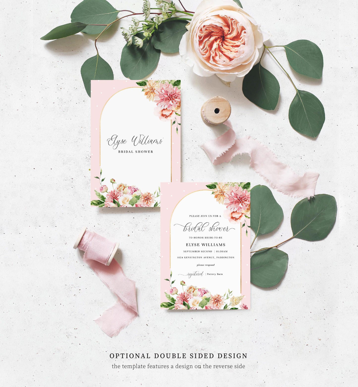 Quinn Floral Pink | Printable Bridal Shower Invitation Suite