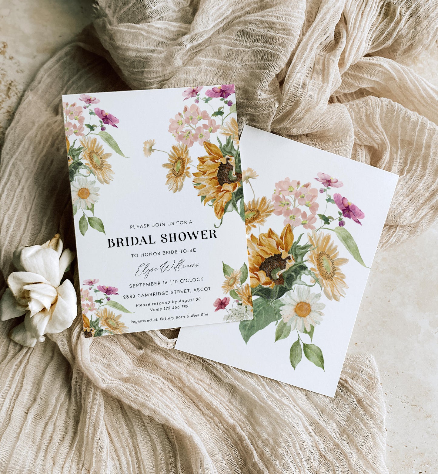 Mews Floral White | Printable Bridal Shower Invitation