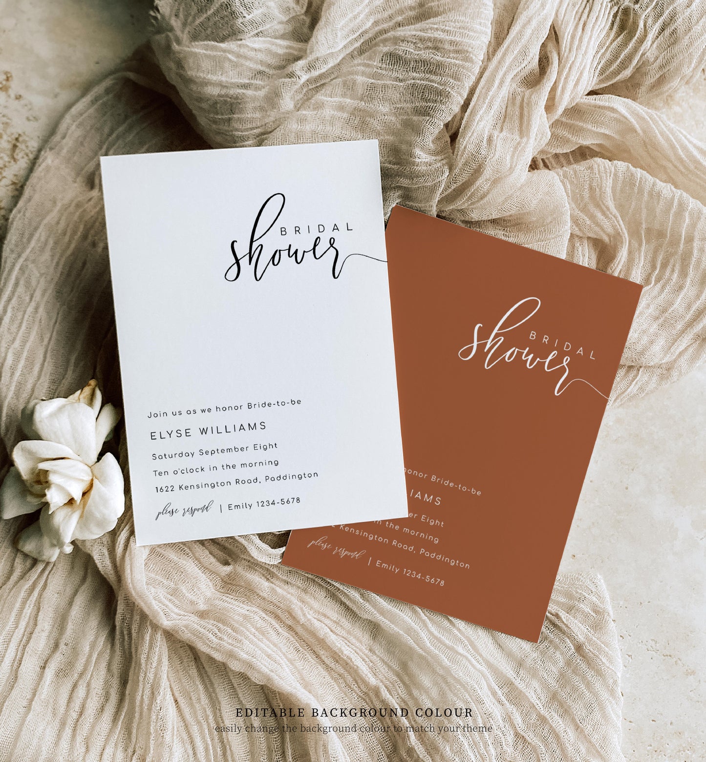 Lucas Script White | Printable Bridal Shower Invitation