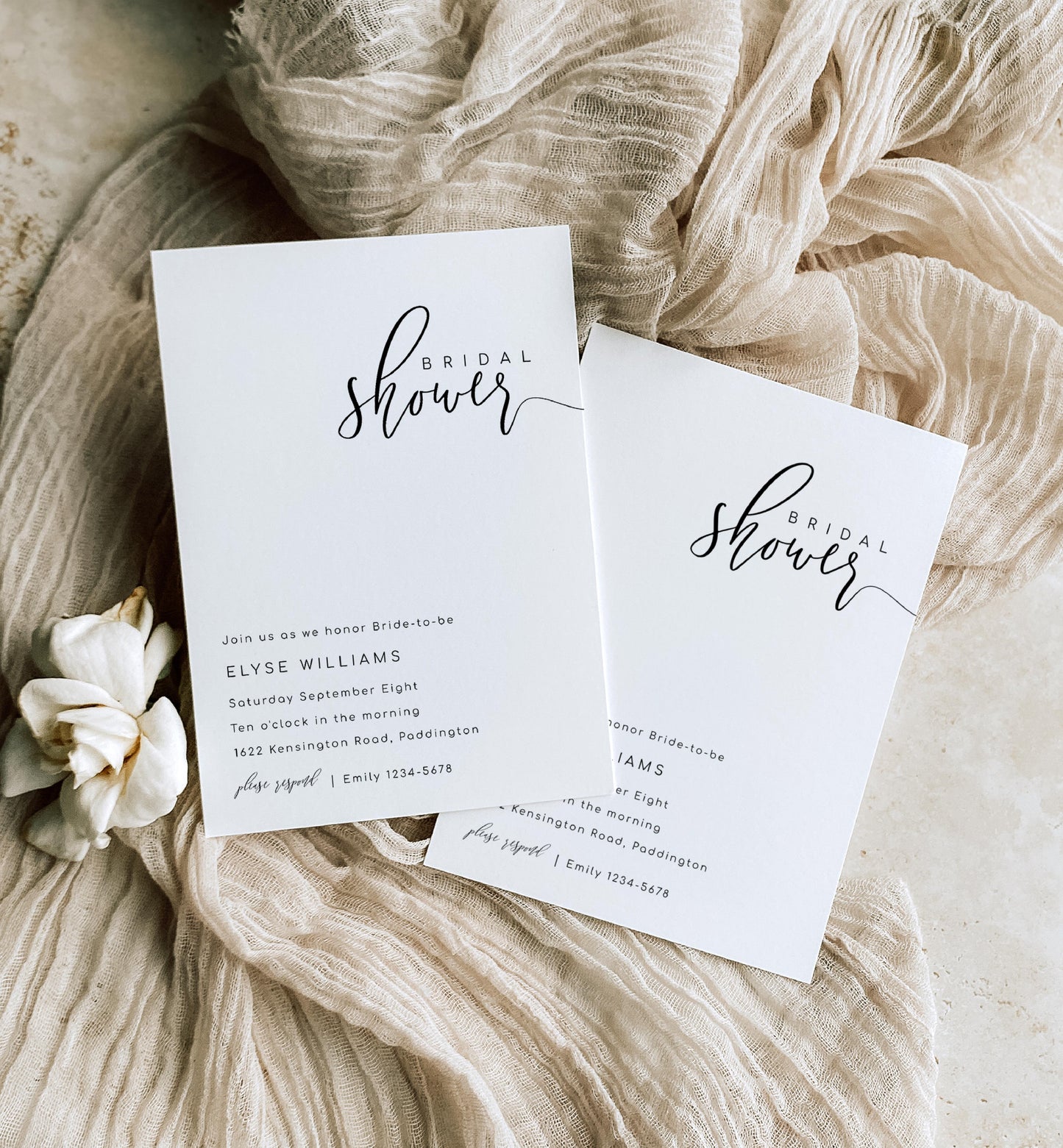 Lucas Script White | Printable Bridal Shower Invitation