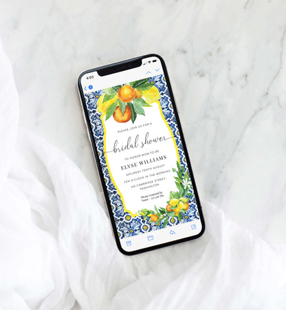 Positano Lemons Oranges | Smartphone Bridal Shower Invitation Template