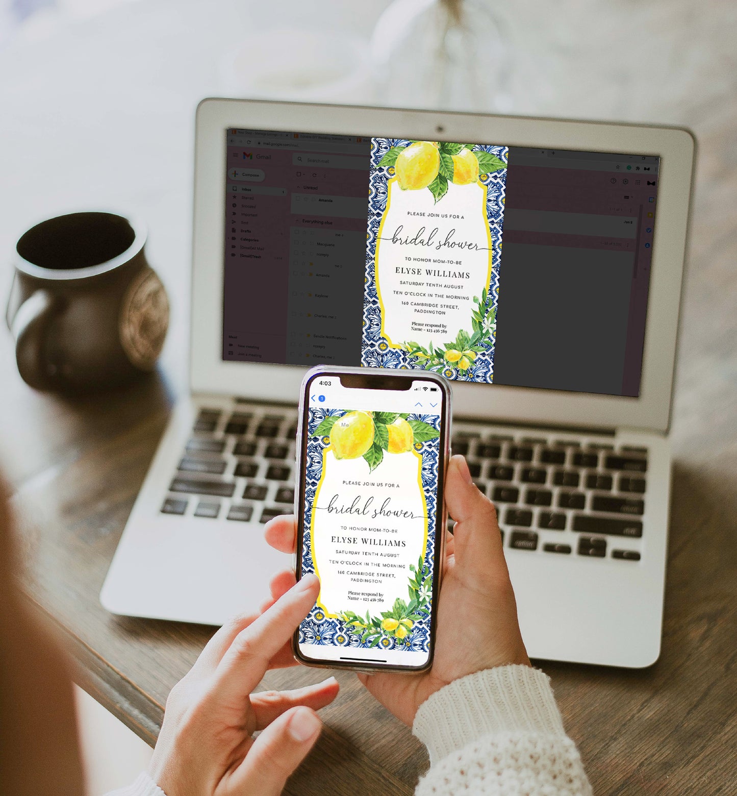 Positano Lemons | Smartphone Bridal Shower Invitation Template