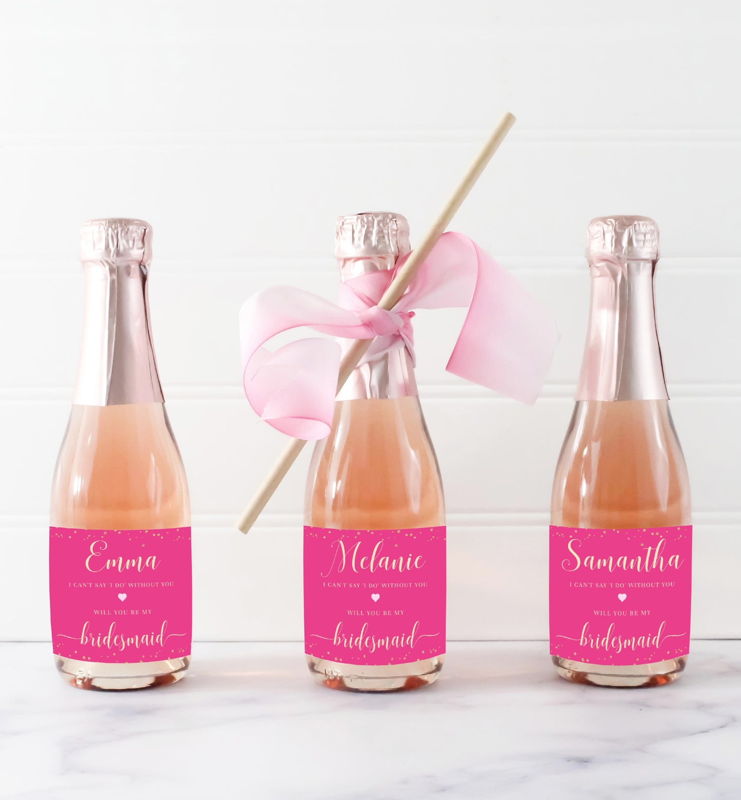 Paintly Hot Pink Gold | Printable Bridesmaid Proposal Label Template