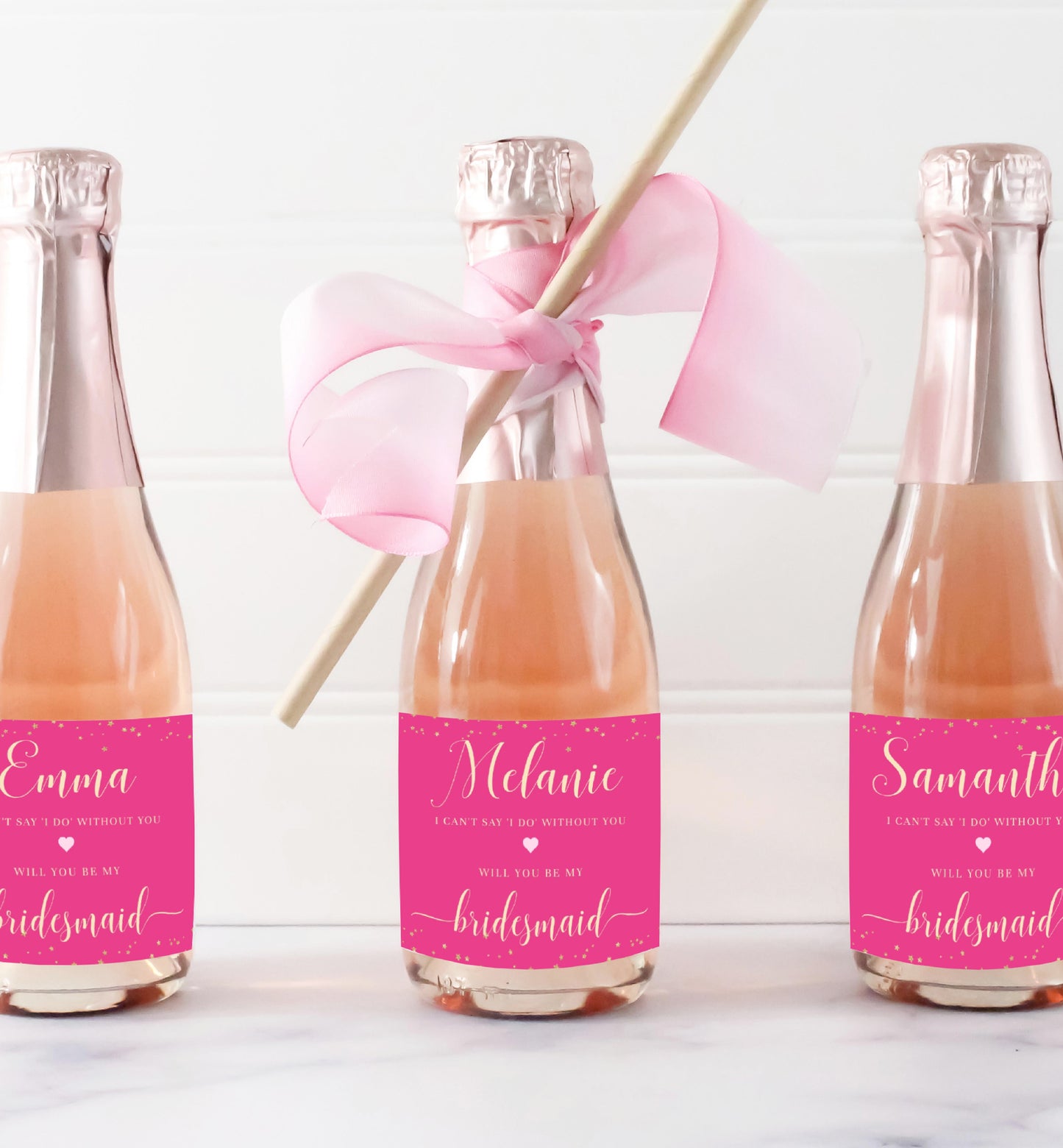 Paintly Hot Pink Gold | Printable Bridesmaid Proposal Label Template