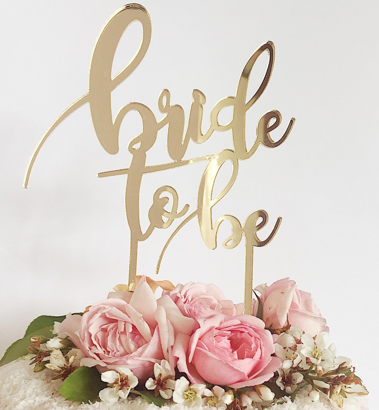 Cake Topper Gold Mirror Acrylic | Bride To Be - Black Bow Studio
