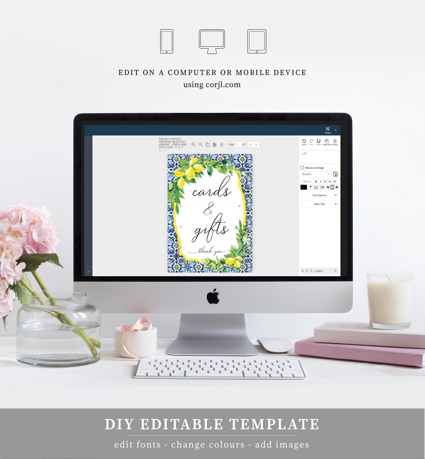 Positano Lemons | Printable Cards and Gifts Sign Template