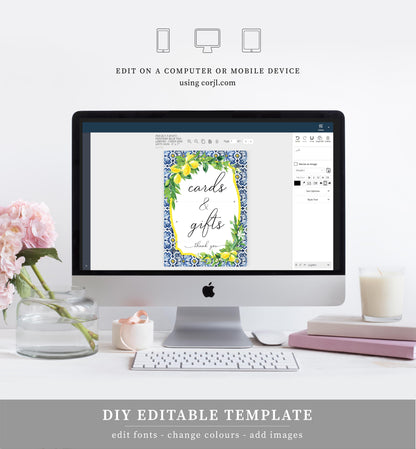Positano Lemons | Printable Cards and Gifts Sign Template