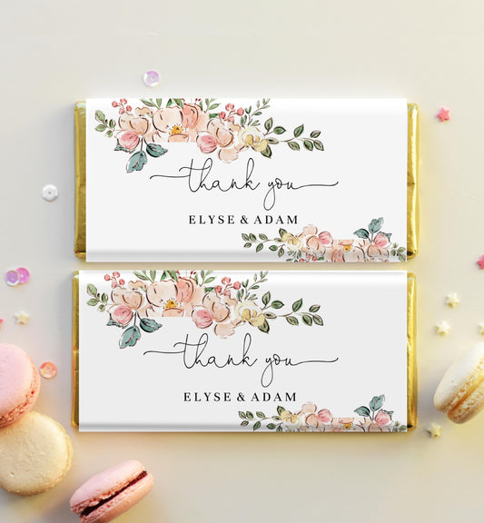 Cambridge Floral Multi | Printable Chocolate Bar Favour Wrappers Template - Black Bow Studio