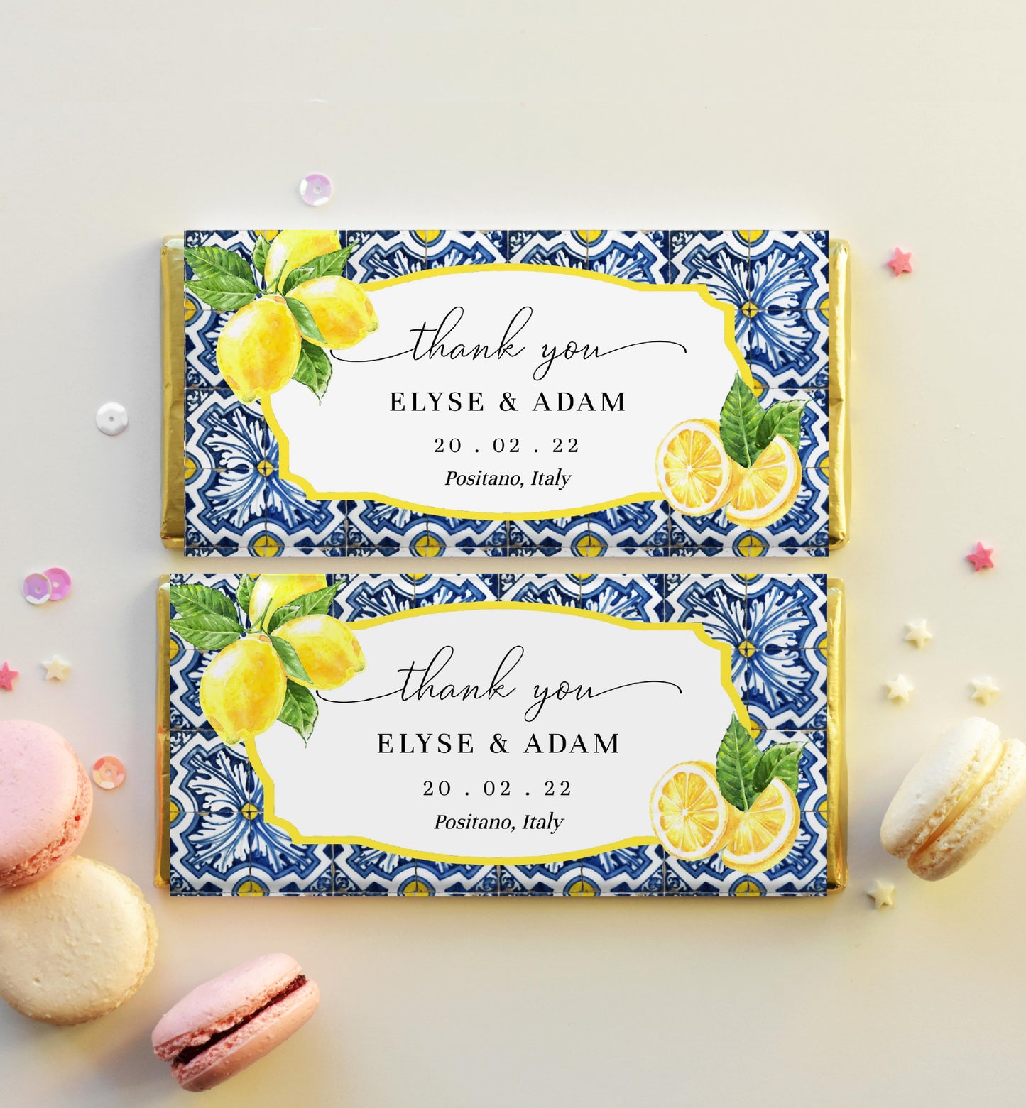 Positano Lemons | Printable Chocolate Bar Favour Wrappers Template