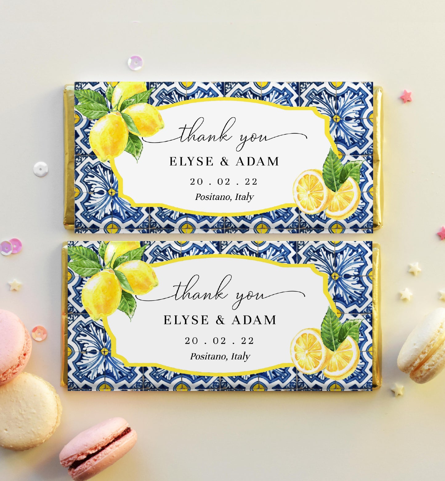 Positano Lemons | Printable Chocolate Bar Favour Wrappers Template