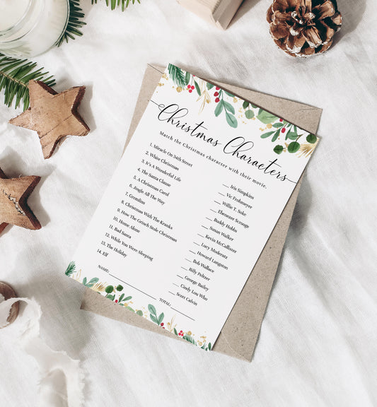 Merriment Christmas | Printable Christmas Movie Characters Game - Black Bow Studio