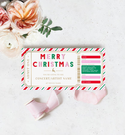 Stripe Multi Gold | Printable Christmas Concert Custom Gift Voucher Template