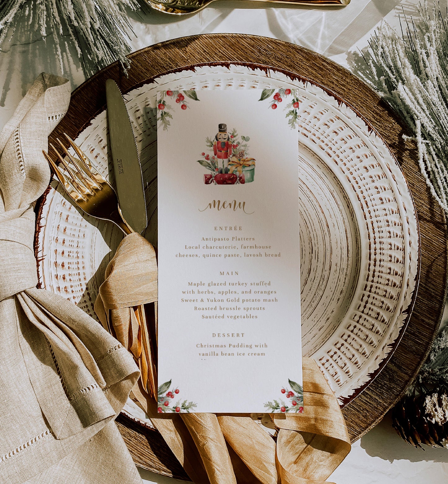 Nutmeg Noel Nutcracker | Printable Christmas Menu