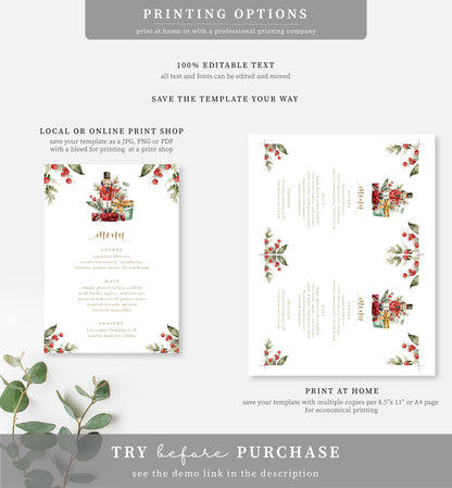 Nutmeg Noel Nutcracker | Printable Christmas Menu