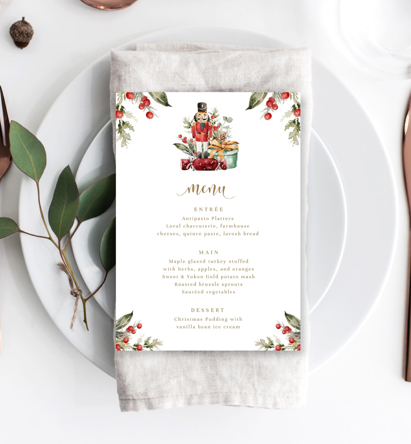 Nutmeg Noel Nutcracker | Printable Christmas Menu