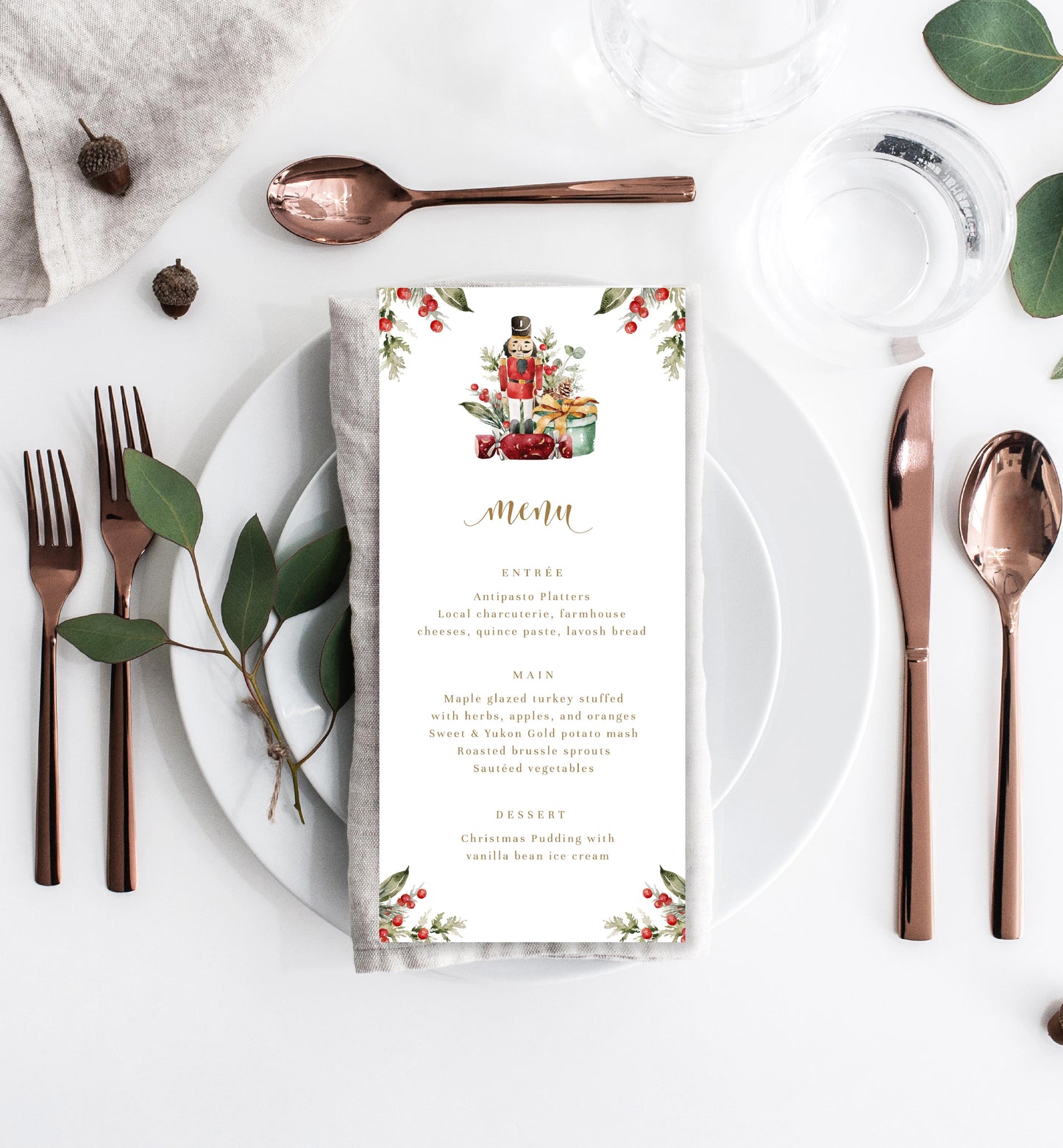 Nutmeg Noel Nutcracker | Printable Christmas Menu