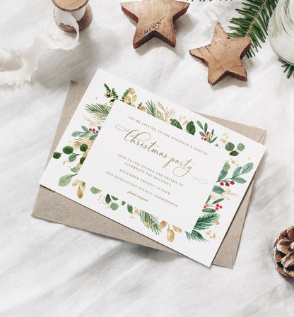 Merriment Christmas | Printable Christmas Party Invitation - Black Bow Studio